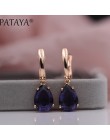 PATAYA nowe długie kolczyki dla kobiet Fashion Party biżuteria 585 różowe złoto kamień księżycowy kolor kropla wody naturalne ko