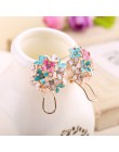 Moda kobiety Lady elegancki kwiat koniczyny kryształ stadniny kolczyki ze stali nierdzewnej Rhinestone stadniny kolczyki dla kob