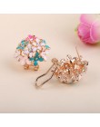 Moda kobiety Lady elegancki kwiat koniczyny kryształ stadniny kolczyki ze stali nierdzewnej Rhinestone stadniny kolczyki dla kob