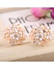 Moda kobiety Lady elegancki kwiat koniczyny kryształ stadniny kolczyki ze stali nierdzewnej Rhinestone stadniny kolczyki dla kob
