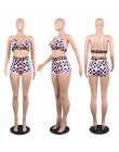 ANJAMANOR Plaid Sexy 2 sztuka zestaw kobiety Crop top i szorty stroje plażowe 2020 lato sukienka do klubu szachownica ubranko z 
