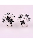 Moda kobiety Lady elegancki kwiat koniczyny kryształ stadniny kolczyki ze stali nierdzewnej Rhinestone stadniny kolczyki dla kob