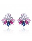 LUBOV piękne wielokolorowe kryształowe kolczyki sztyfty z kwiatem Rhinestone kolorowe kryształowe piercing kolczyki kobiety Chri