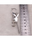 Hoop 2x20mm ze stali koło punk śmieszne zwierzęta kolczyki w kształcie obręczy hiphop tassel pin głowa królika kolczyki w kształ