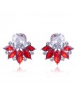 LUBOV piękne wielokolorowe kryształowe kolczyki sztyfty z kwiatem Rhinestone kolorowe kryształowe piercing kolczyki kobiety Chri