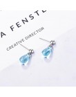Nowy koreański literacki słodki niebieski kropelki wody kolczyki dla kobiet 925 Sterling Silver Pendientes biżuteria prezent Bri