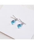 Nowy koreański literacki słodki niebieski kropelki wody kolczyki dla kobiet 925 Sterling Silver Pendientes biżuteria prezent Bri