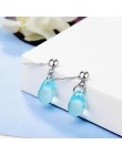 Nowy koreański literacki słodki niebieski kropelki wody kolczyki dla kobiet 925 Sterling Silver Pendientes biżuteria prezent Bri