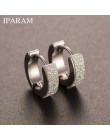 IPARAM Chic 1 para fajne Punk męska stal nierdzewna pierścień do piercingu okrągły kryształowy kolczyk Ear Stud mężczyźni kobiet