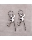 Hoop 2x20mm ze stali koło punk śmieszne zwierzęta kolczyki w kształcie obręczy hiphop tassel pin głowa królika kolczyki w kształ