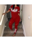 Kobiety na co dzień 2 sztuka zestaw S-Xxxl różowy list drukuj Sexy dres bluzka w rozmiarze plus size + spodnie obcisłe dresy dwu