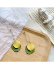 Koreański moda kobiety akcesoria lato słodki piękny żółty cukierek Tassel geometria dynda kolczyki dla dziewczyny słodkie biżute