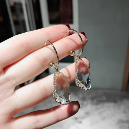 Koreański nowy projekt moda biżuteria białe przezroczyste nieregularne kryształowe kolczyki luksusowe proste wesele kolczyki dla
