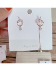MENGJIQIAO 2019 nowy koreański Micro Pave cyrkon serce koło asymetryczne kolczyki dla kobiet Dliecate Boucle D'oreille ucha biżu