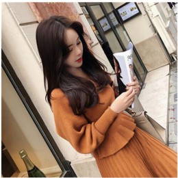 SMTHMA 2020 new arrival winter Runway potargane sexy V-neck kobiety sweter dwuczęściowy zestaw + plisowana spódnica z rozciągliw