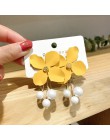 Koreański moda kobiety akcesoria lato słodki piękny żółty cukierek Tassel geometria dynda kolczyki dla dziewczyny słodkie biżute