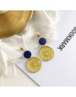 Koreański moda kobiety akcesoria lato słodki piękny żółty cukierek Tassel geometria dynda kolczyki dla dziewczyny słodkie biżute