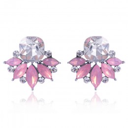 LUBOV piękne wielokolorowe kryształowe kolczyki sztyfty z kwiatem Rhinestone kolorowe kryształowe piercing kolczyki kobiety Chri