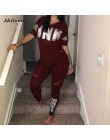 Kobiety na co dzień 2 sztuka zestaw S-Xxxl różowy list drukuj Sexy dres bluzka w rozmiarze plus size + spodnie obcisłe dresy dwu