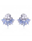 LUBOV piękne wielokolorowe kryształowe kolczyki sztyfty z kwiatem Rhinestone kolorowe kryształowe piercing kolczyki kobiety Chri