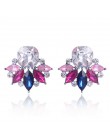 LUBOV piękne wielokolorowe kryształowe kolczyki sztyfty z kwiatem Rhinestone kolorowe kryształowe piercing kolczyki kobiety Chri