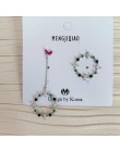 MENGJIQIAO 2019 nowy koreański Micro Pave cyrkon serce koło asymetryczne kolczyki dla kobiet Dliecate Boucle D'oreille ucha biżu
