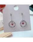MENGJIQIAO 2019 nowy koreański Micro Pave cyrkon serce koło asymetryczne kolczyki dla kobiet Dliecate Boucle D'oreille ucha biżu