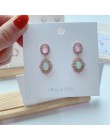 MENGJIQIAO 2019 nowy koreański Micro Pave cyrkon serce koło asymetryczne kolczyki dla kobiet Dliecate Boucle D'oreille ucha biżu