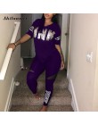 Kobiety na co dzień 2 sztuka zestaw S-Xxxl różowy list drukuj Sexy dres bluzka w rozmiarze plus size + spodnie obcisłe dresy dwu