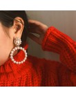 Trendy Crystal Pearl okrągły wisiorek stadniny kolczyki dla kobiet moda perłowe koraliki oświadczenie biżuteria kolczyki ślubne 