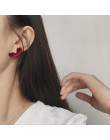 AOMU nowe mody kolczyki wkręty damskie czerwone krople glazury miłość kolczyki w kształcie serca dziewczyna moda żywica akrylowa
