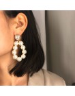 Trendy Crystal Pearl okrągły wisiorek stadniny kolczyki dla kobiet moda perłowe koraliki oświadczenie biżuteria kolczyki ślubne 
