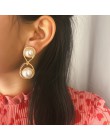 Trendy Crystal Pearl okrągły wisiorek stadniny kolczyki dla kobiet moda perłowe koraliki oświadczenie biżuteria kolczyki ślubne 