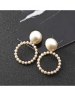 Trendy Crystal Pearl okrągły wisiorek stadniny kolczyki dla kobiet moda perłowe koraliki oświadczenie biżuteria kolczyki ślubne 