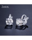 ZAKOL cyrkonia klip kolczyki dla kobiet moda biżuteria kryształ kolczyki kobiet Wedding Party prezent najwyższej jakości FSEP526