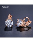 ZAKOL cyrkonia klip kolczyki dla kobiet moda biżuteria kryształ kolczyki kobiet Wedding Party prezent najwyższej jakości FSEP526