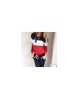 Dres 2 szt. Zestaw damski bluzy krótki top bluza + spodnie z bocznym paskiem z kapturem 2 szt. Zestawy damskie odzież duże rozmi