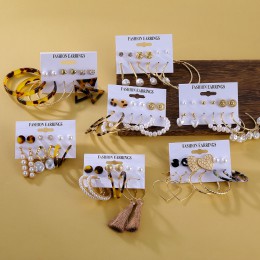 FAMSHIN Tassel akrylowe kolczyki dla kobiet czeski kolczyki zestaw duży geometryczny kolczyk 2019 Brincos kobieta DIY biżuteria