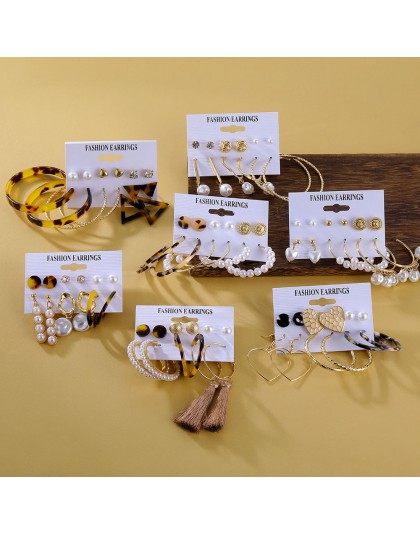 FAMSHIN Tassel akrylowe kolczyki dla kobiet czeski kolczyki zestaw duży geometryczny kolczyk 2019 Brincos kobieta DIY biżuteria