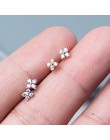 Śliczne biżuteria delikatna dziewczyna kobiety Ear Stud Tiny cz kwiat delikatny 925 Sterling Silver mały cz stud minimalistyczny