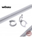WOSTU 925 srebro klasyczne okrągłe srebrne kolczyki koła autentyczne przezroczysta cyrkonia kolczyki dla kobiet moda biżuteria C
