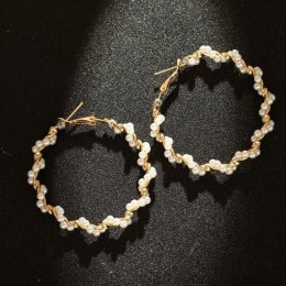 Trendy Crystal Pearl okrągły wisiorek stadniny kolczyki dla kobiet moda perłowe koraliki oświadczenie biżuteria kolczyki ślubne 