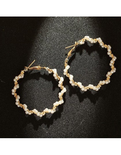 Trendy Crystal Pearl okrągły wisiorek stadniny kolczyki dla kobiet moda perłowe koraliki oświadczenie biżuteria kolczyki ślubne 