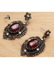 YaYi biżuteria nowe czerwone szkło Rhinestone Dangle kryształowy kolczyk moda damska starożytne złoto kolor Gem kolczyki prezent