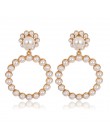 Trendy Crystal Pearl okrągły wisiorek stadniny kolczyki dla kobiet moda perłowe koraliki oświadczenie biżuteria kolczyki ślubne 