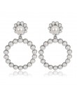 Trendy Crystal Pearl okrągły wisiorek stadniny kolczyki dla kobiet moda perłowe koraliki oświadczenie biżuteria kolczyki ślubne 