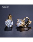 ZAKOL cyrkonia klip kolczyki dla kobiet moda biżuteria kryształ kolczyki kobiet Wedding Party prezent najwyższej jakości FSEP526