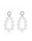 Trendy Crystal Pearl okrągły wisiorek stadniny kolczyki dla kobiet moda perłowe koraliki oświadczenie biżuteria kolczyki ślubne 