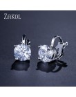 ZAKOL cyrkonia klip kolczyki dla kobiet moda biżuteria kryształ kolczyki kobiet Wedding Party prezent najwyższej jakości FSEP526