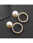Trendy Crystal Pearl okrągły wisiorek stadniny kolczyki dla kobiet moda perłowe koraliki oświadczenie biżuteria kolczyki ślubne 